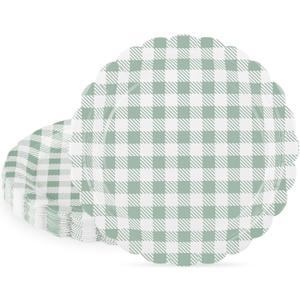 NatNarr 30 Pcs Sage Green Gingham Plates, 7 Inch Scalloped Easter Dessert Cake Party Plates Green and White Gingham Party Supplies Plaid Checkered Plate for Farmer Market, Bridal Baby Shower, Picnic