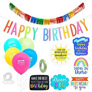 BLUE PANDA Happy Birthday Rainbow Car Decorations for Parade, Balloons, Banner, and Signs - Happy Birthday Banner - Pandas - Rainbow Balloon - Valentines Confetti - Space Party Decorations