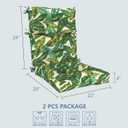 LVTXIII 2 Pack Outdoor High Back Cushions, 22" W x 20" D Tufted Seat and Back Chair Cushion with Ties, Fluffy Patio Replacement Rocking Chair Cushion for Outdoor Furniture Use, Lush Leaf Jungle, 44"x22"x4"