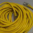 POWGRN 50 ft 12/3 Outdoor Extension Cord Waterproof Heavy Duty with Lighted Indicator End 12 Gauge 3 Prong, Flexible Cold-Resistant Long Power Cord Outside, 15Amp 1875W SJTW Yellow ETL Listed