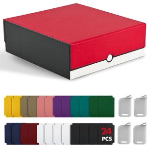 ZLCA Card Storage Box Holds 3000+, Deck Storage Case with 4 Stoppers, Card Organizer for TCG MTG PTCG(Red&White)