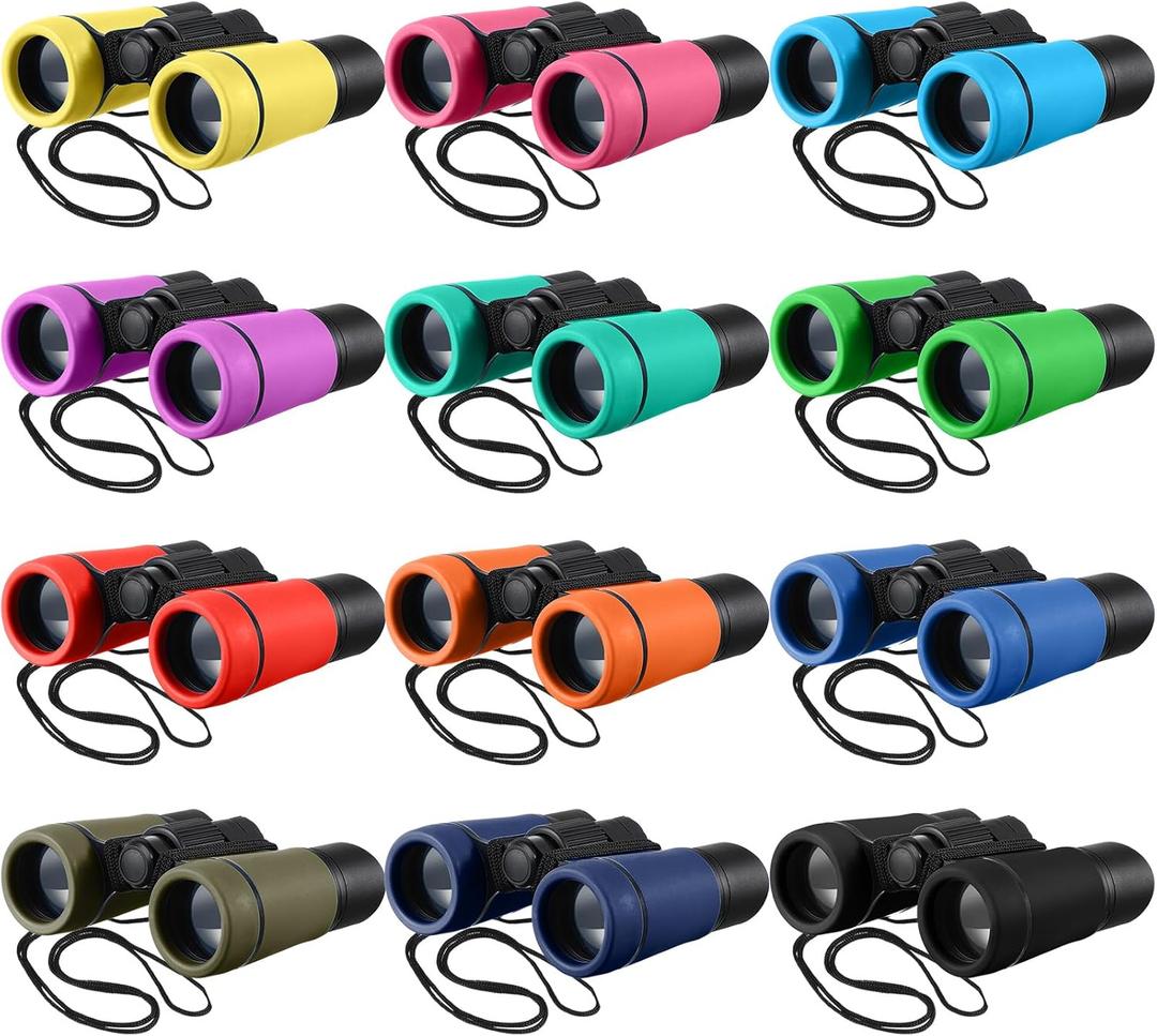 Yunsailing 12 Pcs Kids Binoculars Shockproof Mini Compact Binoculars for Kids Ages 3-12, Bulk Toddler Gifts for Classroom Bird Watching Camping Outdoor Play(Stylish Color)