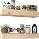 Wall Floating Shelves, Rustic Wood Shelf for Wall Mounted - Wooden Handmade Shelves for Bathroom Kitchen Livingroom - No Stain - DIY(Unfinished, 24 Inch - 2 Pack)
