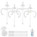 Straw Cup Conversion Kit for Dr Browns Narrow and Narrow Glass Baby Bottles, Spill-Proof Transition Kit with Silicone Straw Nipple, Weighted Straw, Handle, 4 Pack, 6m+