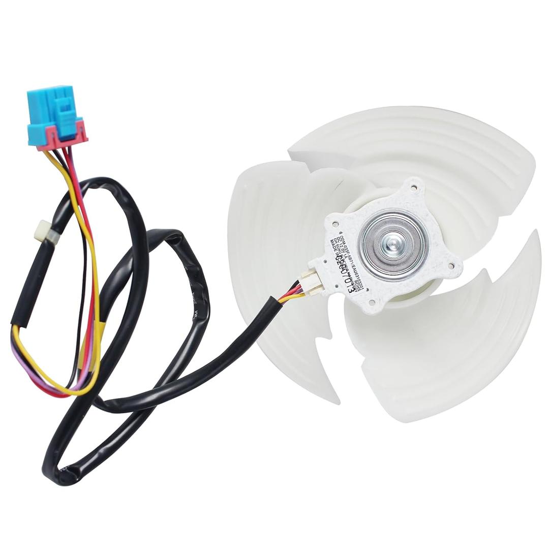 EAU63103301 Refrigerator Condenser Fan Motor Assembly Fits for LG, Replaces EAU63103302 AP6235485 4509126, DC 12V 1A 4-Pin
