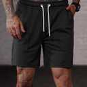 Men's Sweat Shorts Elastic Waist Drawstring 6'' Inseam Casual Gym Athletic Shorts with Pockets (S-3XL) (Black, XL)