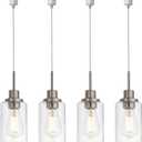 MELUCEE 4 Packs H Track Pendant Lighting Brushed Nickel Ceiling Hanging Lamp Track Lighting Fixtures Pendant with Clear Glass Shades, Compatible with H Type Track Lighting Rail, E26 Socket