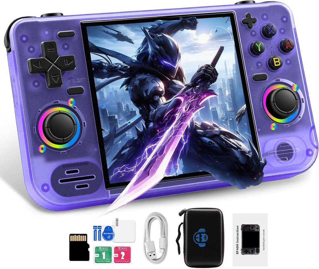 RF40H Retro Handheld Game Console, 4.0" Retro Gaming Console, Built-in 20,000+ Classic Games, Supports WiFi Connection, Open Source Linux System, Portable Handheld Video Games (Purole)