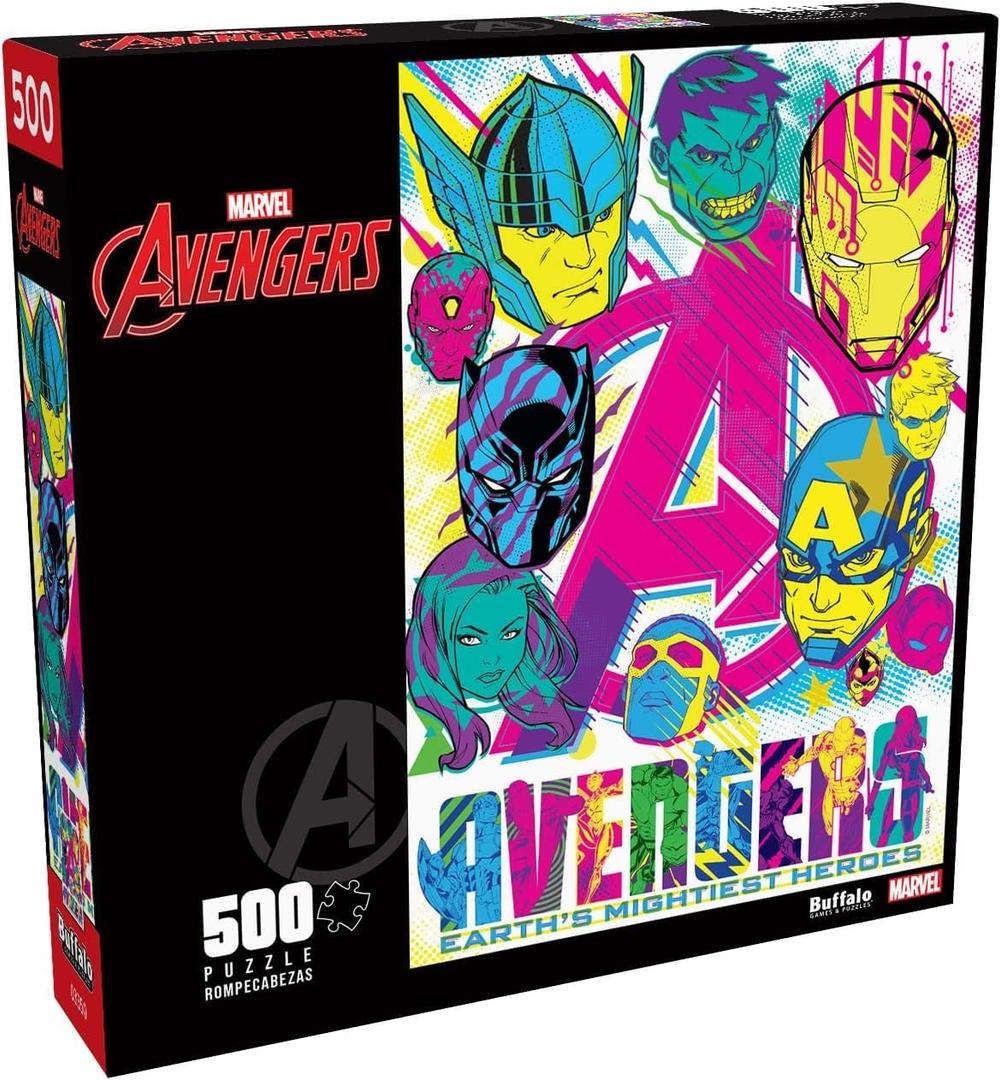Buffalo Games - Marvel - Earth's Mightiest Heroes - 500 Piece Jigsaw Puzzle for Adults -Challenging Puzzle Perfect for Game Nights - Finished Size is 21.25 x 15.00