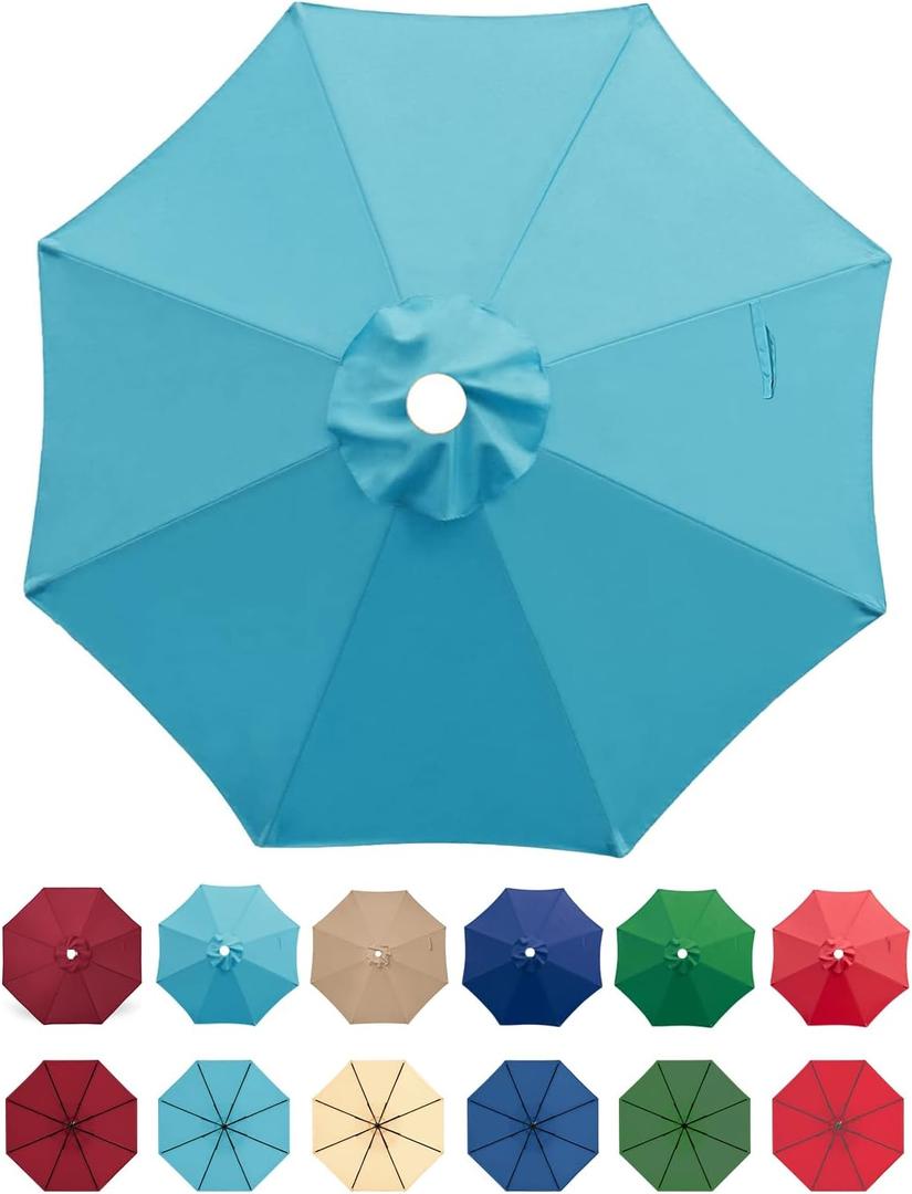 9ft Patio Umbrella Replacement Canopy Only,Outdoor Table Market Yard Umbrella Top for Outdoor Umbrella Canopy with 8 Ribs (Sky Blue)
