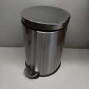 Amazon Basics Round Cylindrical Home Office Trash Can With Soft-Close Foot Pedal, 20 l /5.3 gallon, Brushed Stainless Steel