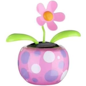 Solar Dancing Solar Powered Dancing Pink Flower in Colorful Shape Flip Flap Animated Bobblehead Dancer Window Sun Catcher Car Dashboard Decor Solar Power Kits Learning and Education