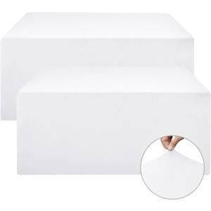 Nasitos Spandex Fitted Table Clothes, 2 Pack - 48 x 24 Inch - White Rectangle Tablecloths for 4 Foot Tables, Fabric Table Cover Protector for Folding Table, Parties, Craft Show, Trade Show