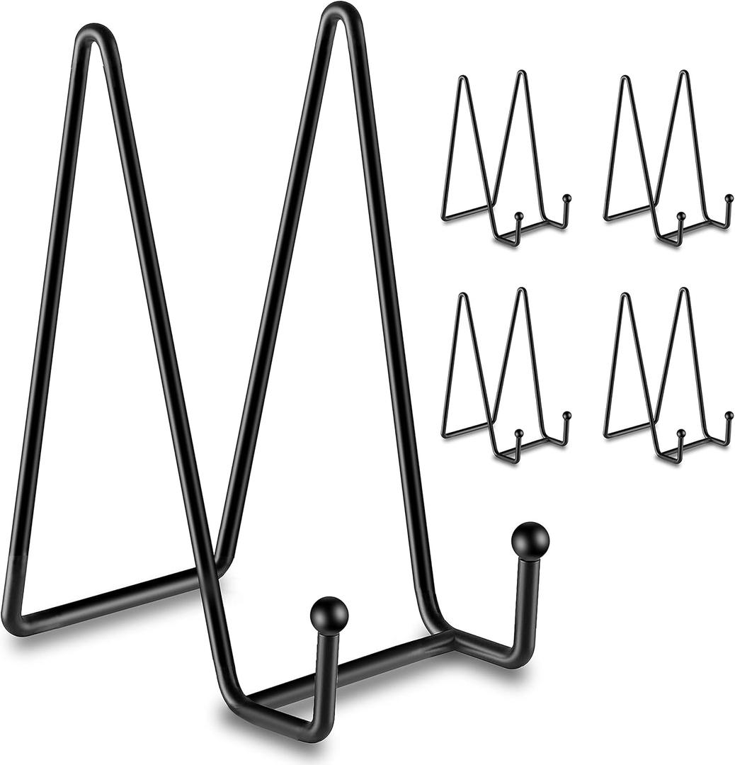 Hoewina 5 Pack 8 Inch Plate Stands for Display, Plate Holder Display Stands, Metal Frame holder stand for Book, Picture, Decorative Plate, Photo and Platter, Tabletop Art