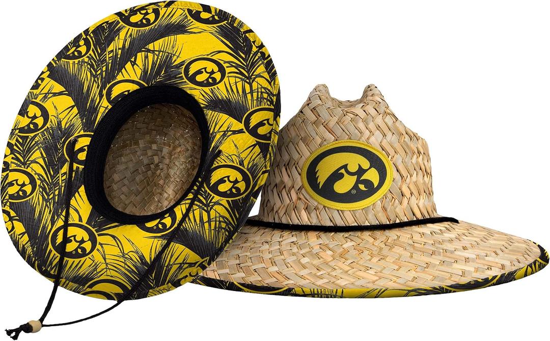 FOCO NCAA Mens NCAA College Team Logo Floral Lifeguard Beach Straw Sun Hat