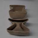 Small Square Shallow Baskets for Organizing, 9.7x9.7x4.3 Inch Rope Woven Storage Bins for Cubes Closet, Shelves Storage, Boho Decorative Basket, 2 Packs Mixed Brown (Natural)