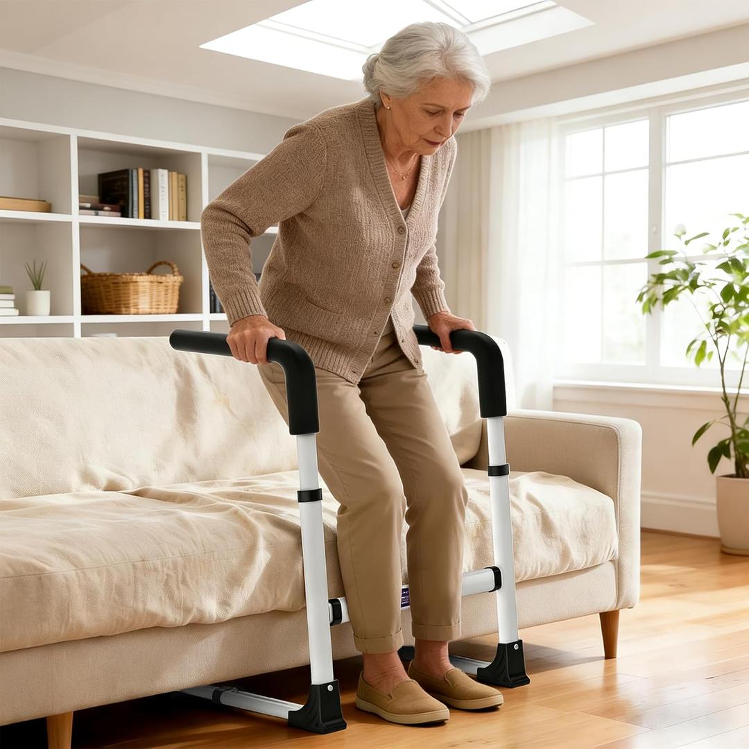 Couch Stand Assist for Elderly, Adjustable Stand Up Assist Chair Raiser, Heavy Duty Stand Assist Aid with Non-Slip Handles for Seniors, 400 lbs Capacity, White