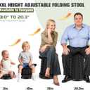 Qiguet Upgraded XXL Collapsible Stool - Folding Stool Max 1000lb Capacity,Portable Chair - Foldable Stool with Safety Lock,Portable Stool for Camping Barbecuing Fishing Gardening,Gifts for Fishermen.