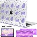 Compatible with 2021 2020 2019 2018 MacBook Air 13 inch Case M1 A2337 A2179 A1932 Touch ID, Crystal Clear Pattern Plastic Hard Shell Case for MacBook Air 13 inch M1 2021, Cute Cat & Fish