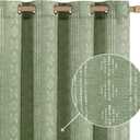 jinchan Boho Curtains for Living Room Farmhouse Sage Green Curtains 63 Inch Length for Bedroom Semi Sheer Drapes Geometric Striped Printed Light Filtering Grommet Curtains 2 Panels Set