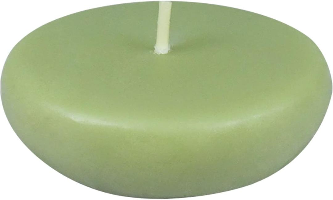 Zest Candle 24-Piece Floating Candles, 2.25-Inch, Sage Green