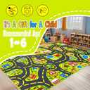 Car Rug Play Mat 2.6x5 Feet, Car Road Rug for Kids City Road Map Carpet Educational Learning Play Carpet Kids Play Rugs for Playroom Classroom Bedroom (Multi 1966)