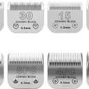 Size 40/30/15/10/7FC/5FC/4FC/3FC Detachable Pet Dog Grooming Clipper Ceramic Blades Set,Compatible with Andis,Oster A5,Wahl KM10 Series Clippers,Cut Length 1/100"(0.25mm) to 1/2"(13mm),8 Pack