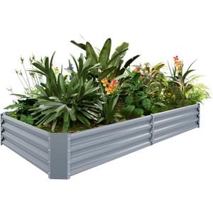 Land Guard 841ft Galvanized Raised Garden Bed Kit for Vegetables, Galvanized Large Metal Planter Raised Garden Boxes Outdoor(Modern Grey)