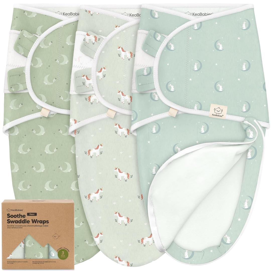 Baby Swaddle Sleep Sacks with Zipper - 3-Pack Swaddles for Newborns 0-3 Months, Infant, Baby Girls, Boys, Soft & Durable Newborn Sleep Sack, Easy Diaper Change Swaddling Blanket (Lunaris, OS)