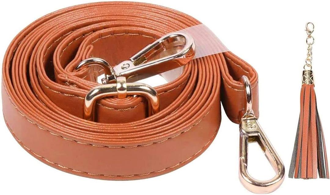 Beaulegan Purse Strap Replacement - Microfiber Leather - 59 Inch Long Adjustable for Crossbody Shoulder Bag - 0.7 Inch Wide, Camel/Gold
