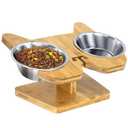 CREHNIL Slanted Angled Tilted Dog Bowls for French Bulldogs Personalized Frenchie Raised Stainless Steel Food Bowl Dog Dishes with Stand Feeder Station