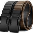 BULLIANT Mens Ratchet Belt Reversible, Web Nylon Casual Belt for Gift Men Golf Hiking Pants Jeans 2 In 1 (Black/Light Brown8370)