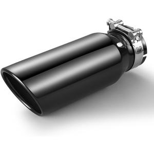 3 Inch Inlet Exhaust Tip,3" Inlet 4" Outlet 12" Overall Length,Chrome Black Exhaust Tip,Chrome-Plated Exhaust Tip,Stainless Steel,Angle Cut,Clamp On (3"x4"x12")