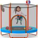 Ativafit 60'' Rebounder Trampoline Indoor Outdoor for Kids Ages 1-8, 5 FT Recreational Toddler Trampoline with Safety Enclosure Net Gifts with Basketball Hoop Dartboard, Ocean Ball Target