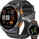 KPEP Military Smart Watches for Men with GPS, 1.43" AMOLED/2 Straps/LED Flashlight/IP68 Waterproof Smartwatch, Make/Answer Calls, 170+ Sport Modes, Compass, Fitness Tracker for iOS Android, Black