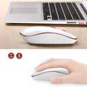 2 x JOYACCESS Wireless Mouse for Laptop - Ultra Thin, Silent, 2400 DPI Portable Optical Mouse for Laptop,Computer,MacBook,Windows, Chromebook, PC (White + Pink) (Pink and Silver)