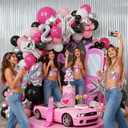 Y2K 2000S Party Decorations, 135Pcs Hot Pink Black Hip Hop Balloons Arch Garland Kit with Explosion Star Butterfly Foil Balloons for Back to the Early 2000s Pink Birthday Room Decor