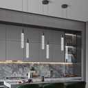 Modern Light Fixture Kitchen Island Pendant Light Dimmable LED Black Pendant Lights Mini Crystal Pendant Lighting for Bedroom Dining Room Living Room2-Light