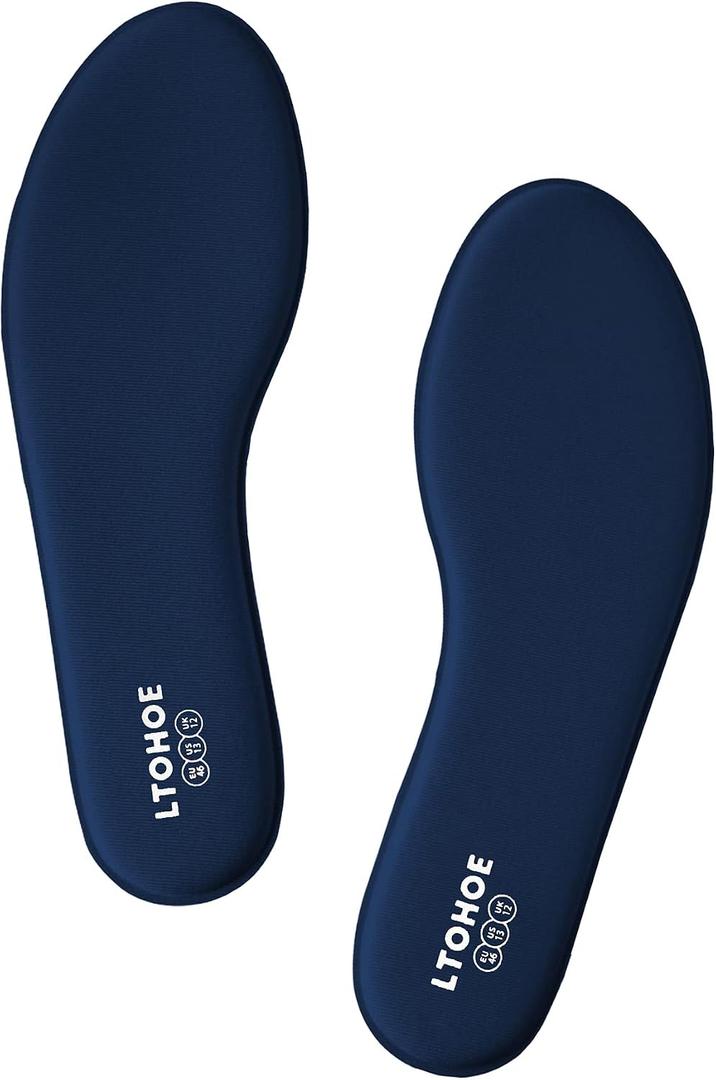 LTOHOE Memory Foam Insoles for Men, Replacement Comfort 6mm Navy US 11 | Shoe Inserts for Work Boots / Sneakers Cushion Insoles for Standing All Day Shock Absorbing Plantillas Zapatos Hombre
