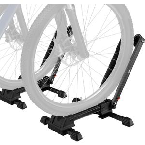 Rock BROS Foldable Bike Stand Floor Alloy Bicyle Stand Folding Indoor Parking Wheel Holder Fit 20-29 (Black)