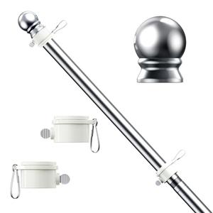 ESTTOP 5 FT Flag Pole, Tangle Free Spinning Stainless Steel Weather Resistant Rustproof Flagpole for 3x5 USA Flag Sports Fan Outdoor Flags 1" Dia Flag Poles for Outside House, Wall-Mounted (Silver)