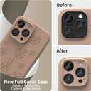 OAOA Magnetic Engraved Case Compatible with iPhone 15 Pro Case, Compatible with Magsafe, Camera All-Round Protection, Slim Liquid Silicone Phone Case for Women Girls, Light Brown Castle