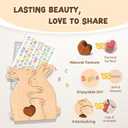 Wooden Easter Bunny Family Puzzle, Personalized Wooden Bunny Puzzle Customized 2 Name Puzzle for Home Crafts Easter Decor House Warming Birthday Family Party Gifts for Mother's Day New Baby (Rabbit)