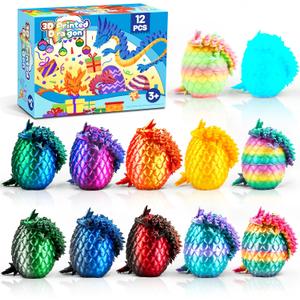 12PCS 3D Printed Dragon Toys Eggs with Dragon Inside, Christmas Stocking Stuffers for Kids, 3D Printing Toys for Kids, Fidget Toy for Adults Teens Boy Gifts Cool Stuff Christmas Fun Gifts