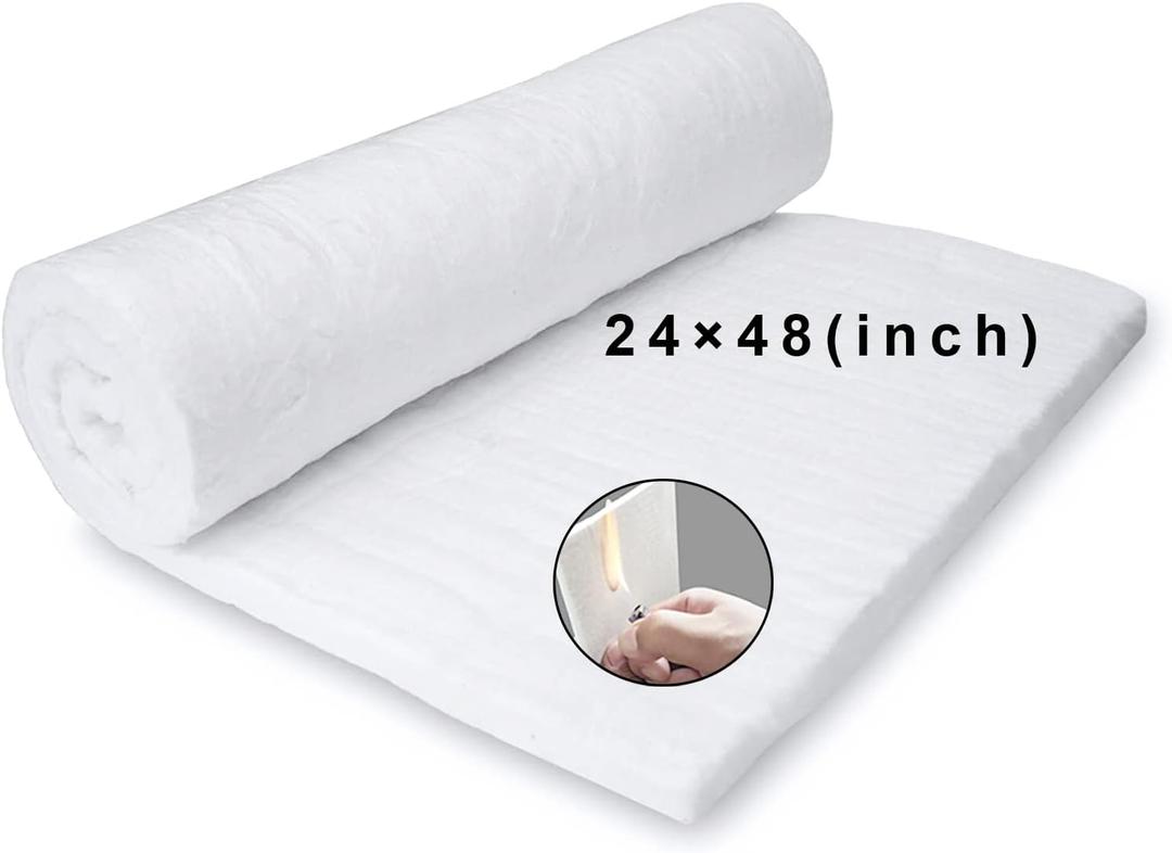 48"x24" x1" (Thick) Ceramic Fiber Blanket Fireproof Insulation Baffle Rated to 2400F, High-Temperature Resistance for Oven Stoves, Kilns,Forges