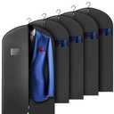 5 Pack 40-inch Suit Bag Garment Bag for Travel and Storage, Garment Bags for Hanging Clothes with Zipper and Visible Transparent Window, Black
