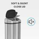 SensorCan 13 Gallon Oval Sensor Trash Can with AC Adapter and Odor Filter, Automatic Motion Sensor Kitchen Bin, Soft-Close Stainless Steel, Slim Curved Wastebasket for Narrow Walkways, Matte Silver