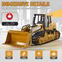 RC Bulldozer, 10 Channel Remote Control Construction Truck, rc Loader, RC Kids Play Toys, with Lights and Sound, rc Track Type Tractor for Kids Birthday Gift, 2 Batteries