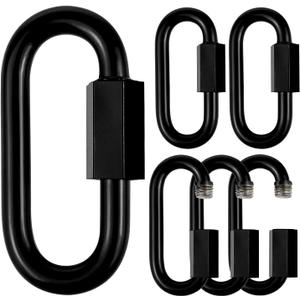 Stainless Steel Chain Quick Links- Locking Carabiners, Chain Hooks, Twist Key Ring Screw Chain Link,Black