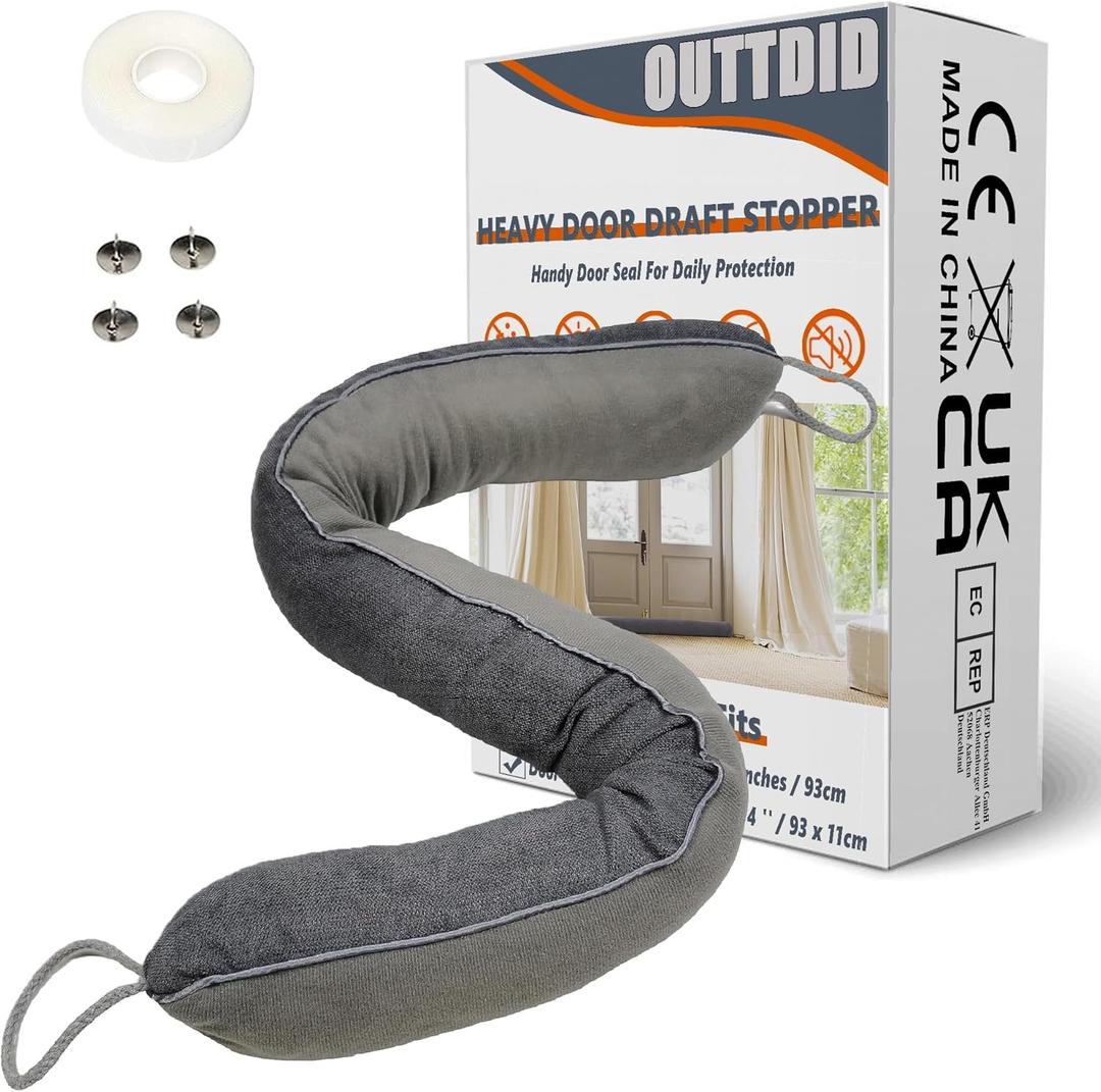 Door Draft Stopper 36 Inches Length x 4 Inches Width, Weighted Under Door Noise Blocker, Heavy Duty Under Door Draft Blocker Bottom Door Seal Noise and Air, Door Guard Saving Energy - Gray
